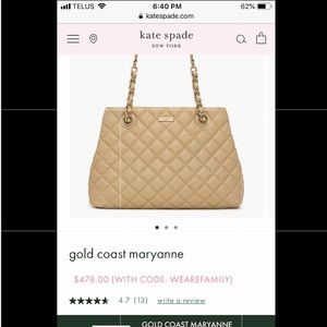Kate spade quilted nude coloured leather bag